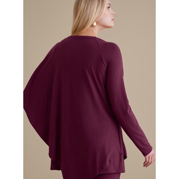 Soft Surroundings Madeline Tunic Top Medium Asymmetric Overlay Purple Wine - Picture 4 of 9